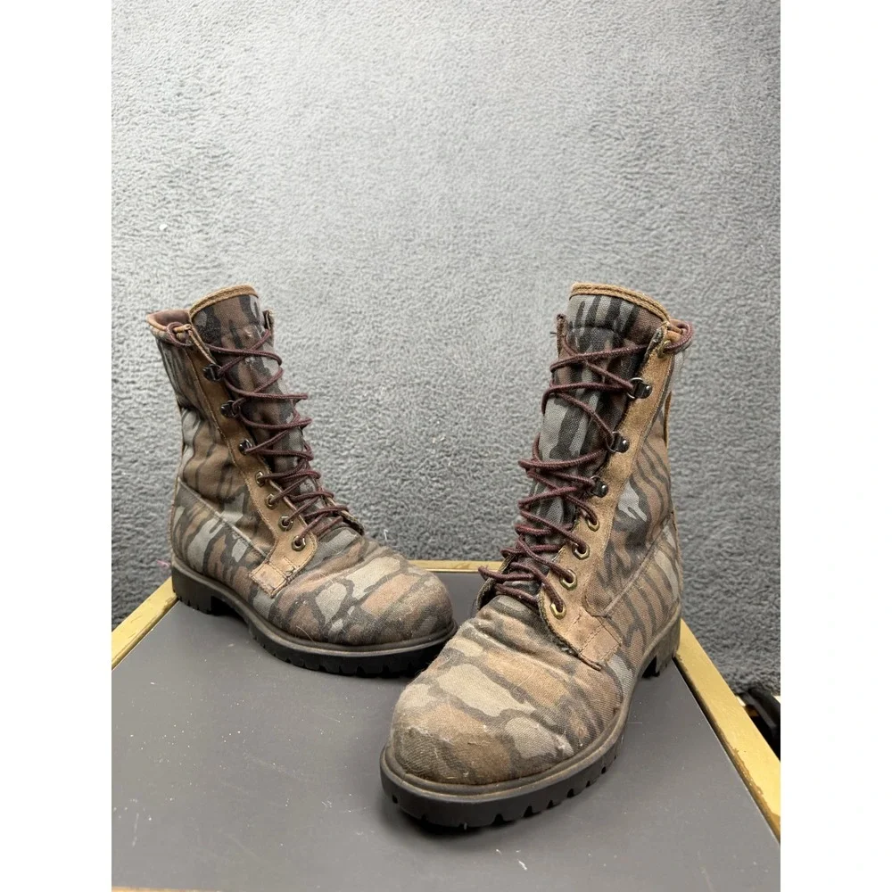 Vintage Camouflage Combat Boots Lace Up GORE-TEX Oil Resistant 7.5EE Made in USA